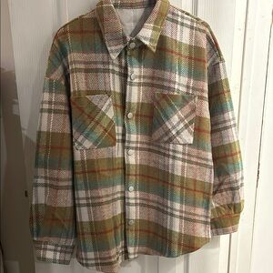 Plaid Button-Up Shirt Jacket